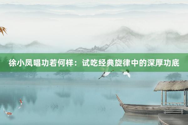 徐小凤唱功若何样：试吃经典旋律中的深厚功底